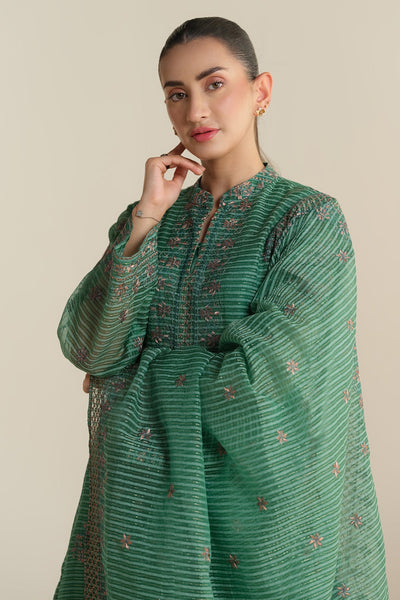 3 Piece - Embroidered Organza Suit - E1684 - Shop Now at Kayseria