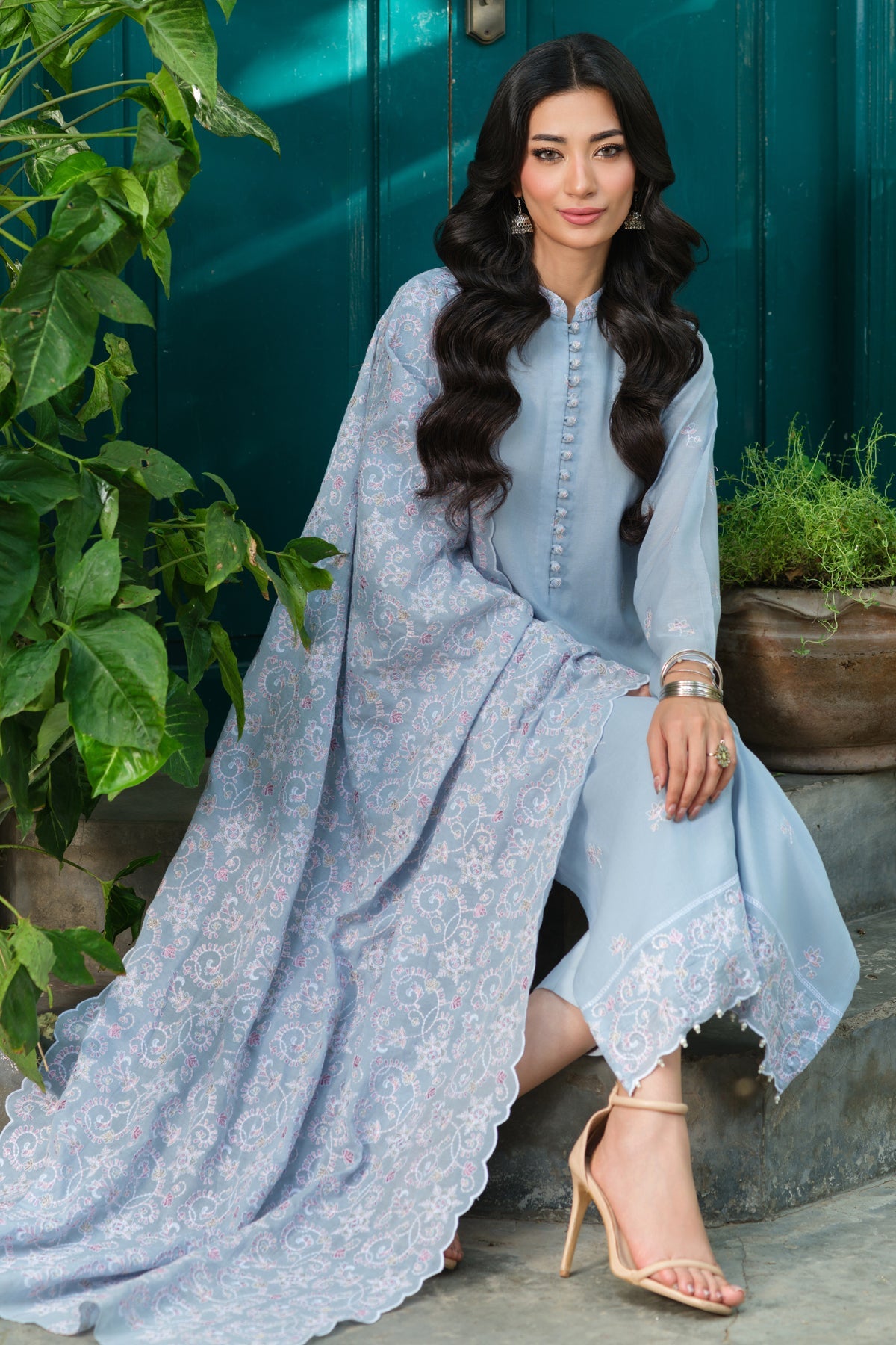 4 Piece - Embroidered  Dhaka Malmal  Suit - E1701 - Shop Now at Kayseria