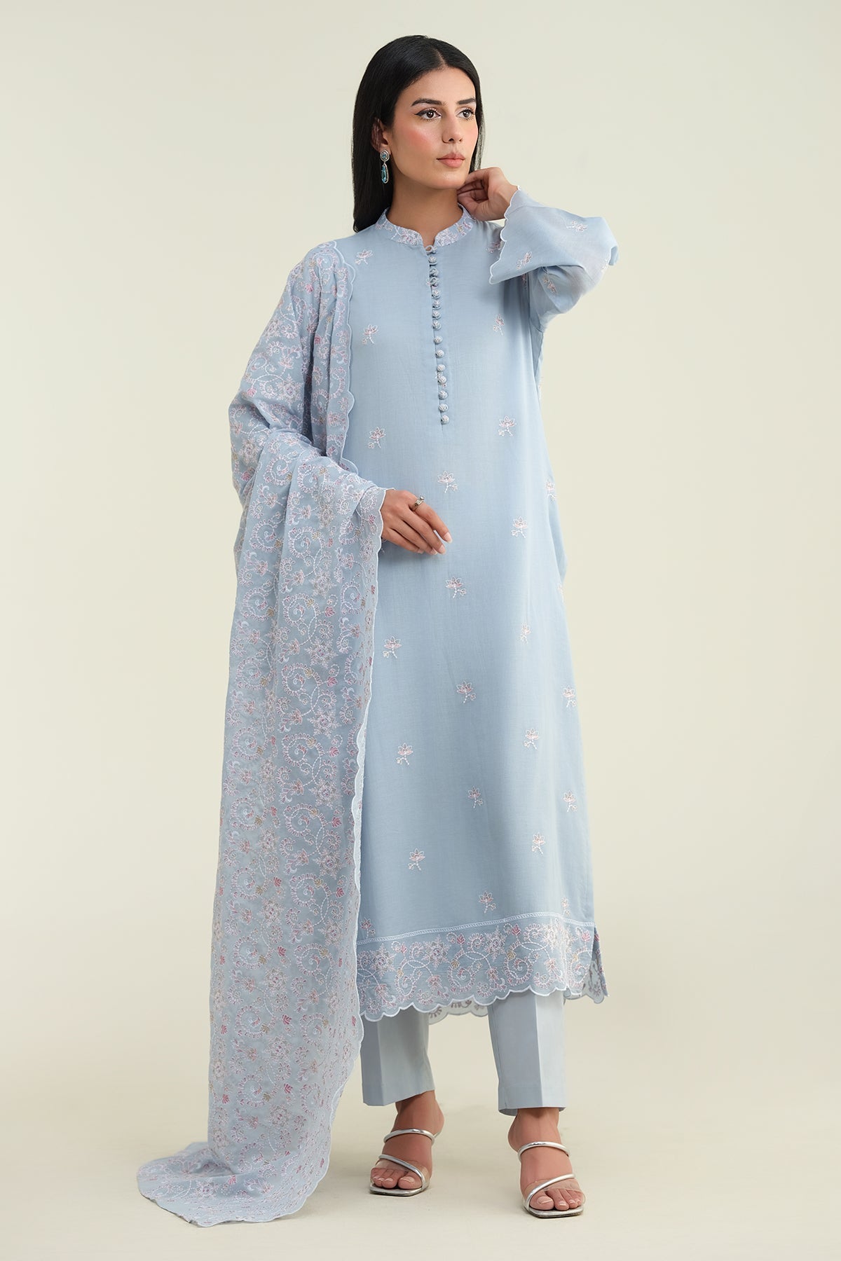 4 Piece - Embroidered  Dhaka Malmal  Suit - E1701 - Shop Now at Kayseria