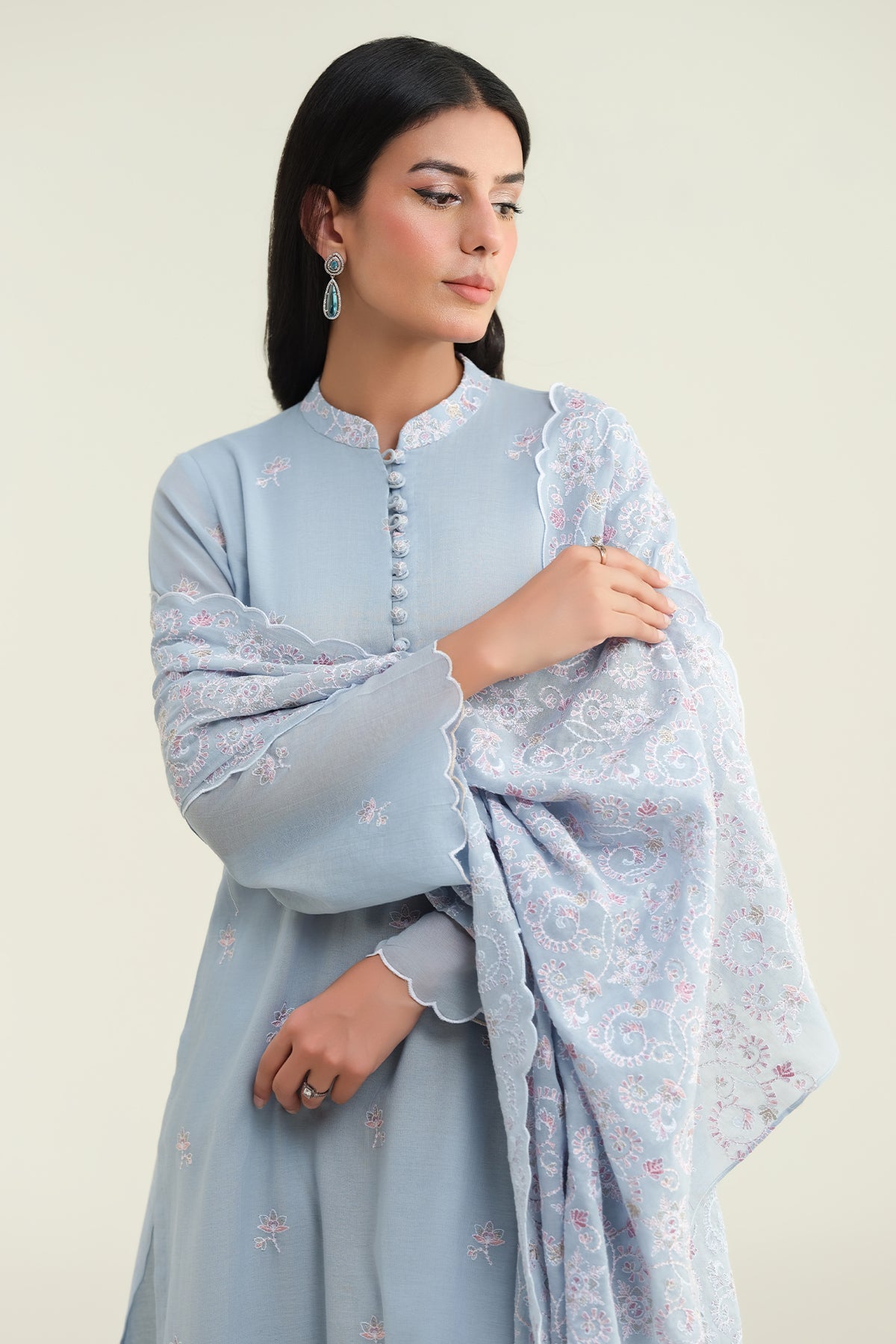 4 Piece - Embroidered  Dhaka Malmal  Suit - E1701 - Shop Now at Kayseria