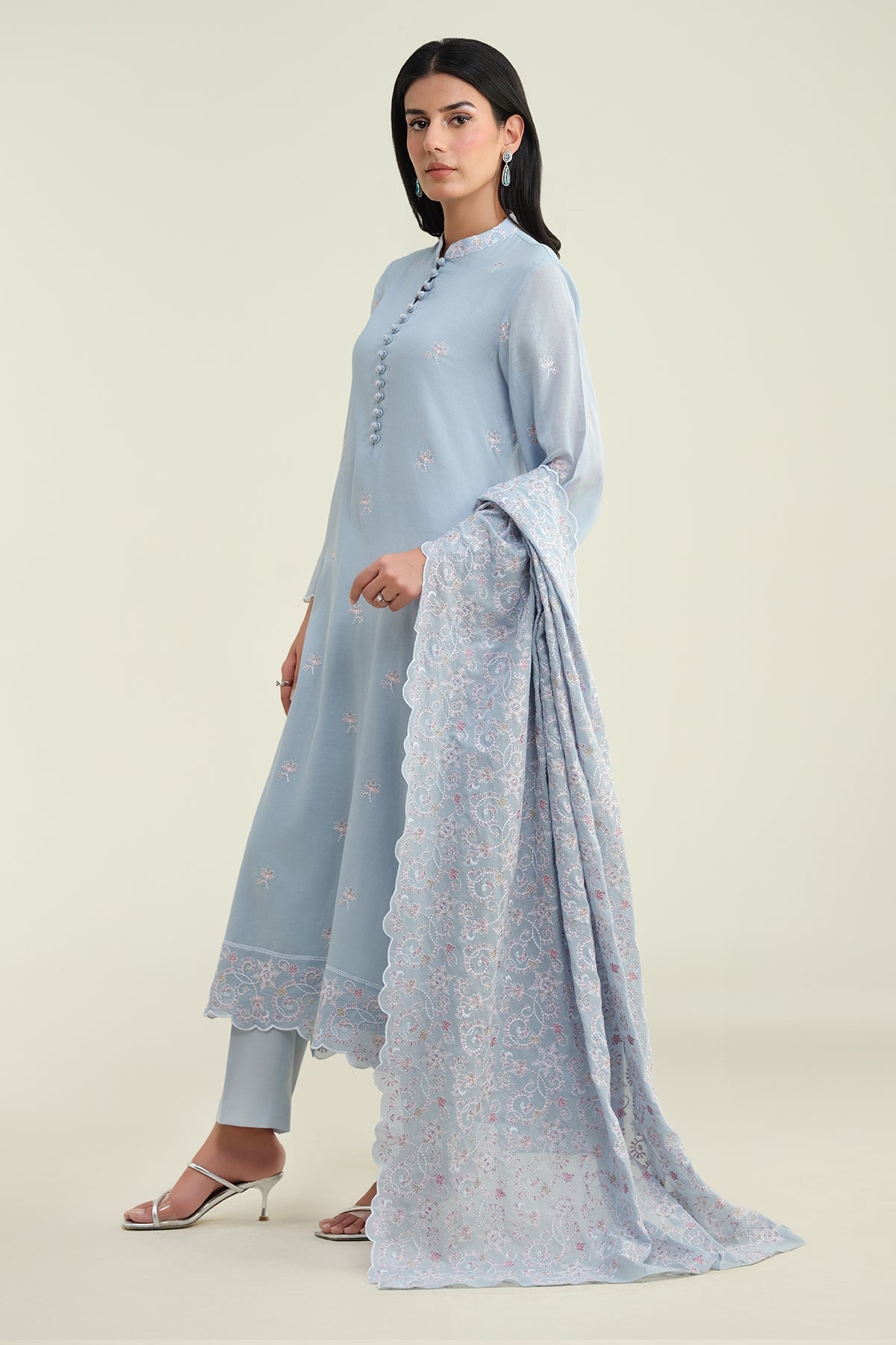 4 Piece - Embroidered  Dhaka Malmal  Suit - E1701 - Shop Now at Kayseria