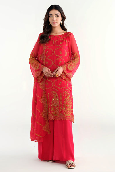 3 Piece - Embroidered & Embellished Bamber Chiffon Suit - E1716 - Shop Now at Kayseria