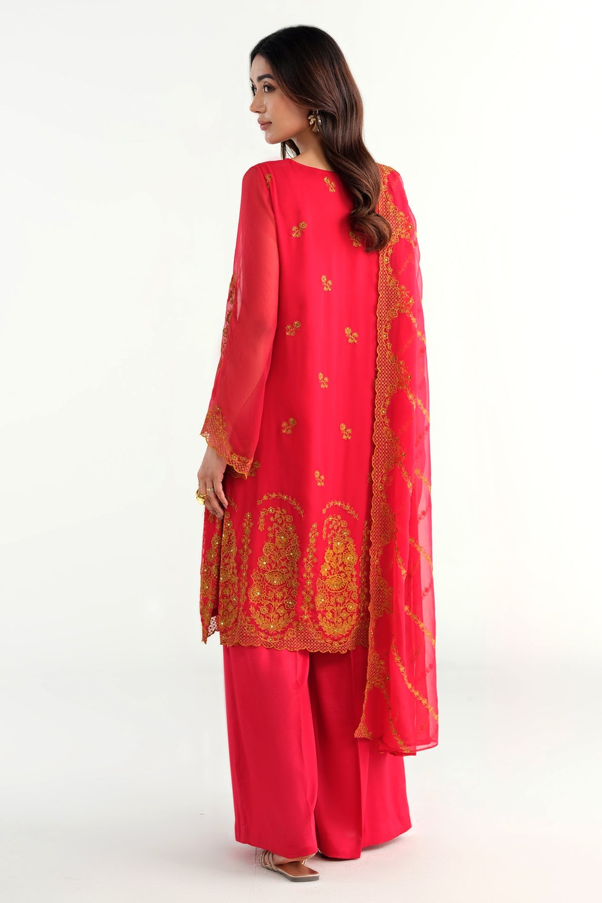 3 Piece - Embroidered & Embellished Bamber Chiffon Suit - E1716 - Shop Now at Kayseria