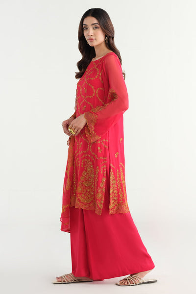 3 Piece - Embroidered & Embellished Bamber Chiffon Suit - E1716 - Shop Now at Kayseria
