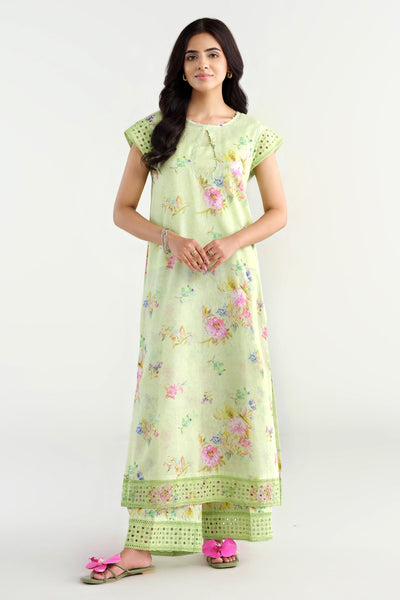 2 Piece - Printed & Embroidered Malmal Suit - E1733 - Shop Now at Kayseria