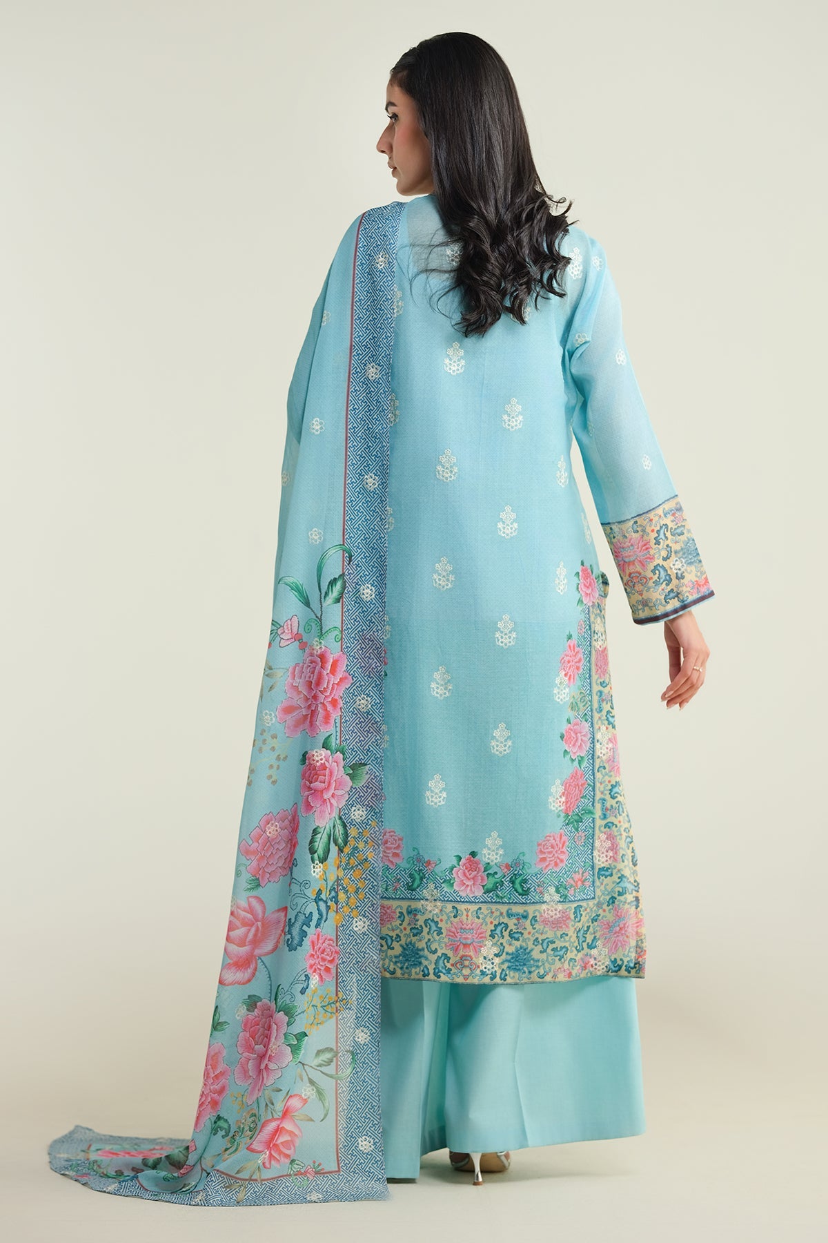 3 Piece - Printed & Embroidered Suit - E1736 - Shop Now at Kayseria