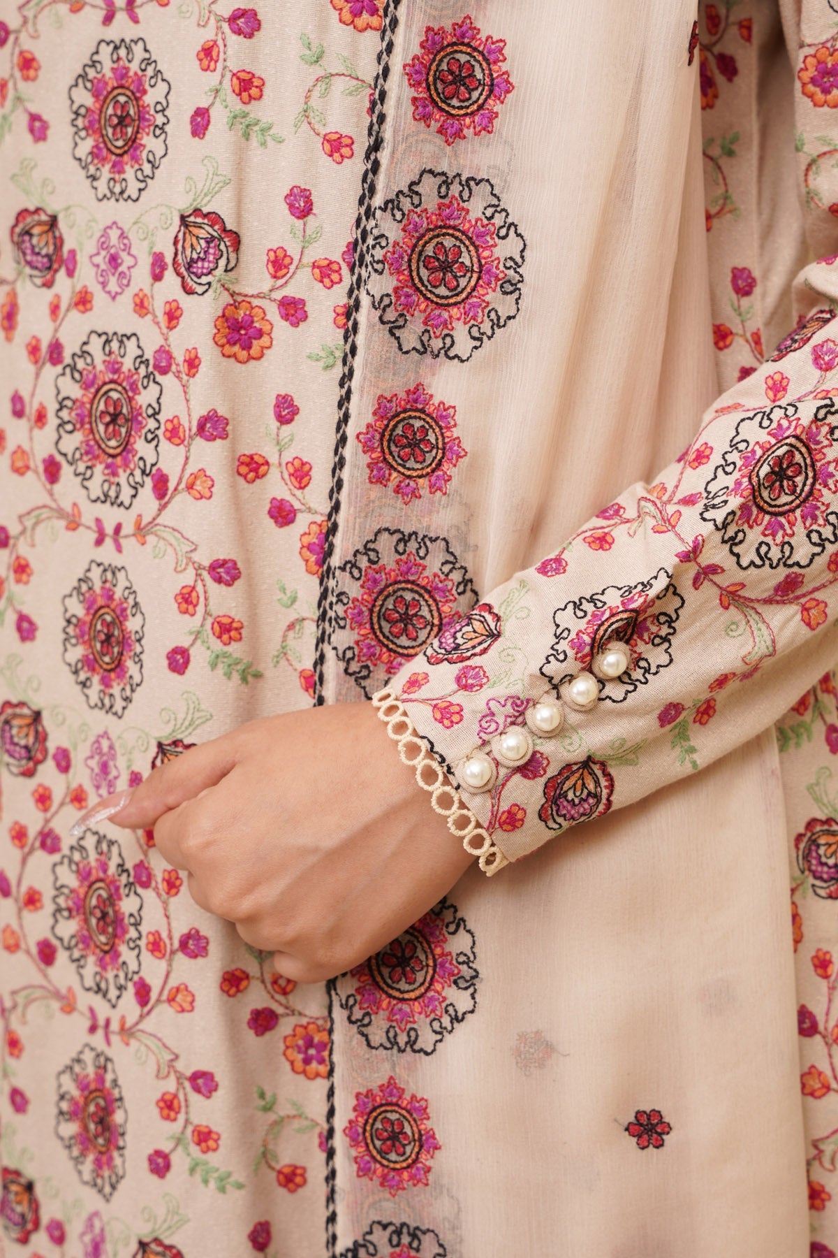 3 Piece - Embroidered Viscose Karandi Suit - E1770 - Shop Now at Kayseria