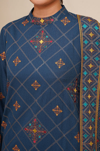 3 Piece - Embroidered Viscose Karandi Suit - E1774 - Shop Now at Kayseria