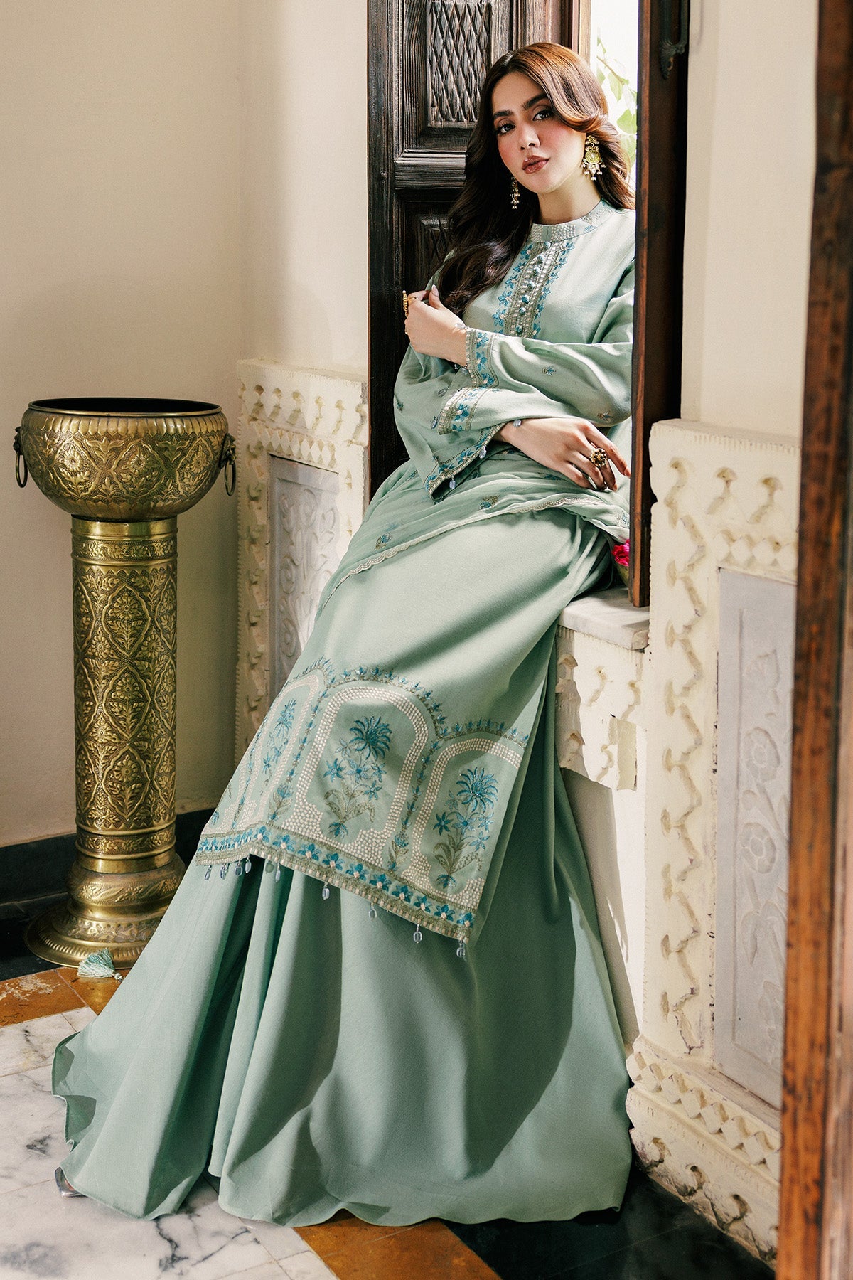 3 Piece - Embroidered Khaddar Suit - E1802 - Shop Now at Kayseria