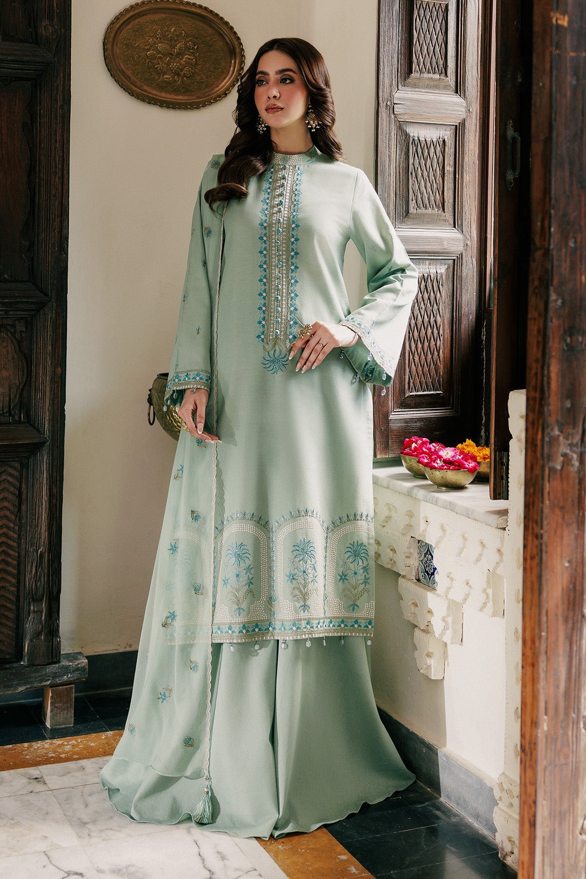 3 Piece - Embroidered Khaddar Suit - E1802 - Shop Now at Kayseria
