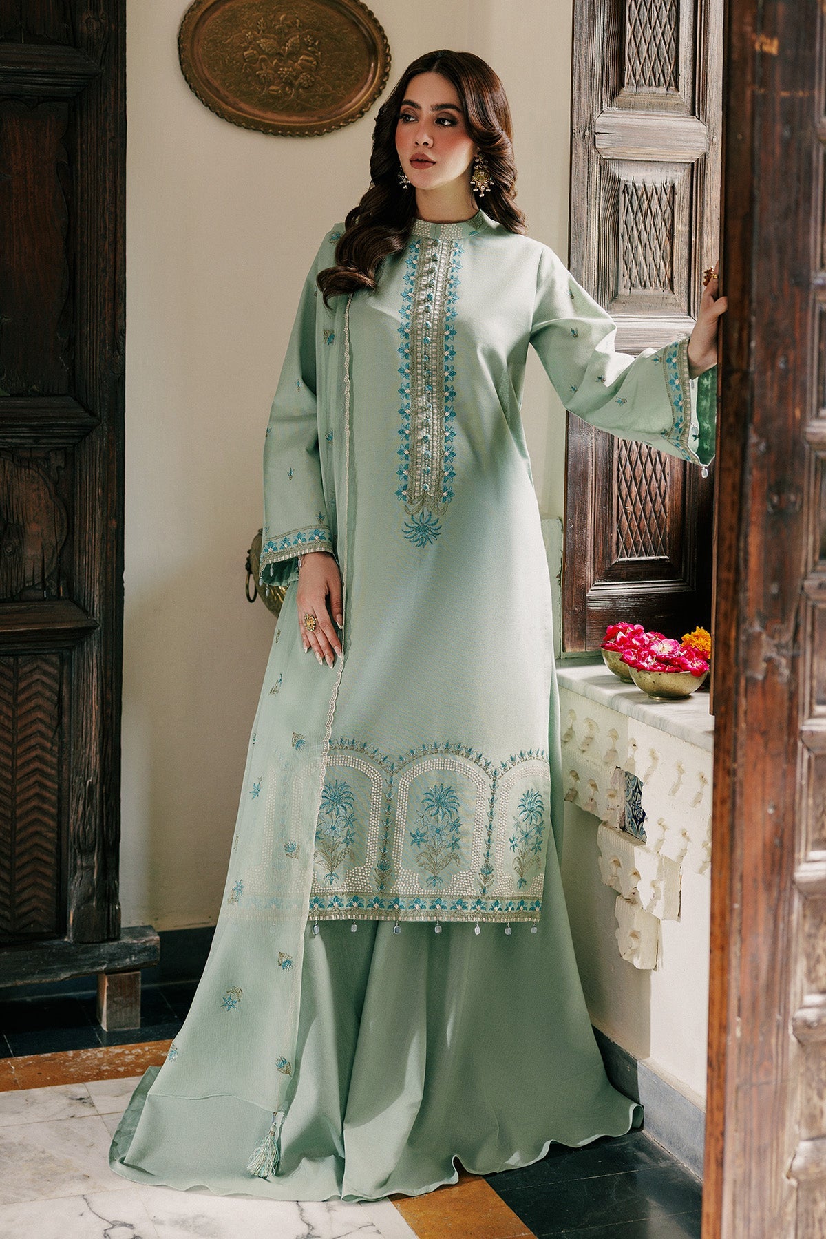 3 Piece - Embroidered Khaddar Suit - E1802 - Shop Now at Kayseria