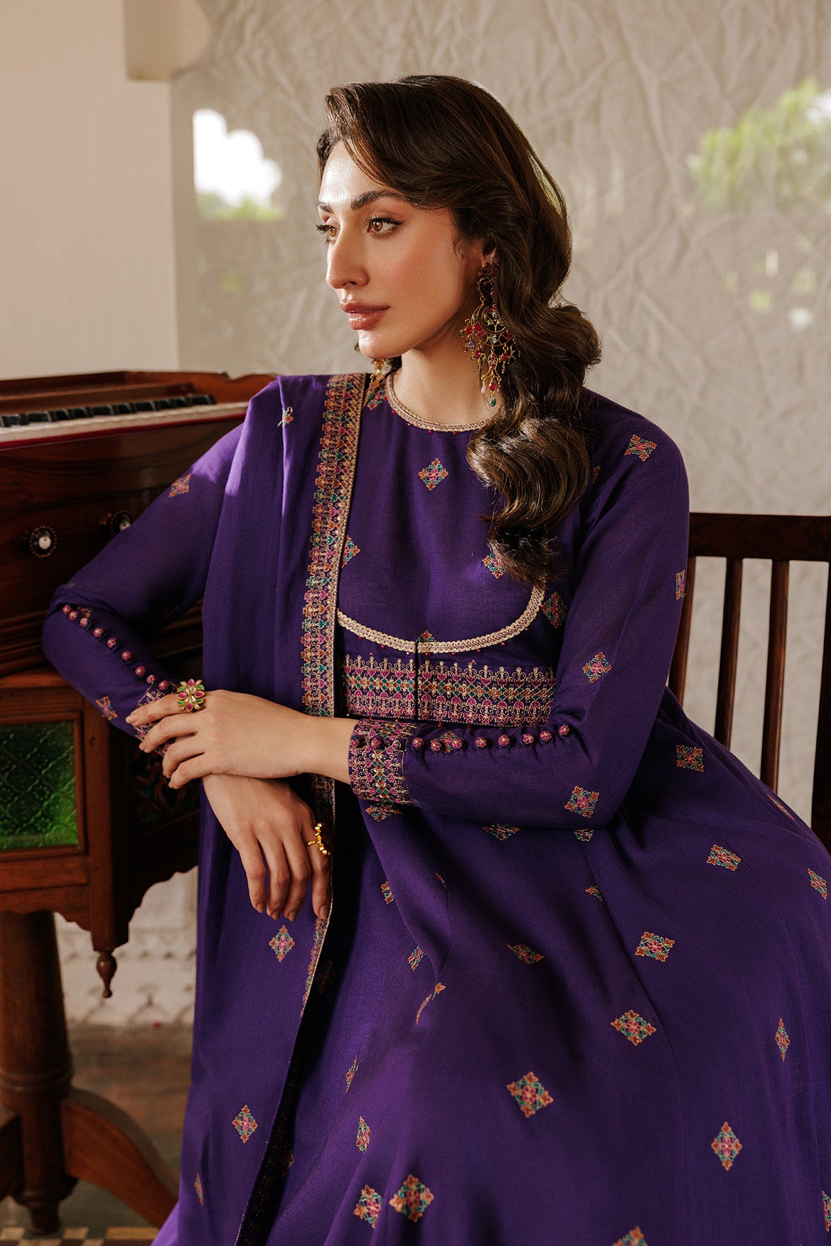 3 Piece - Embroidered Khaddar Suit - E1816 - Shop Now at Kayseria