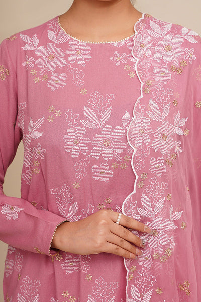 3 Piece - Embroidered Viscose Karandi Suit - E1818 - Shop Now at Kayseria
