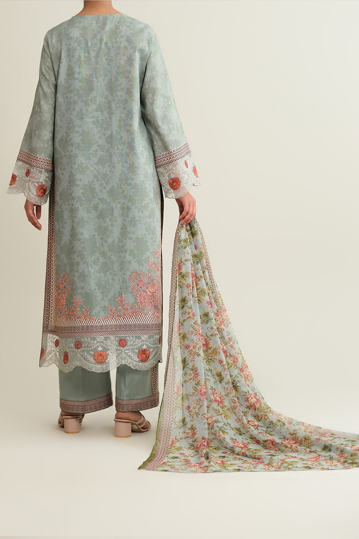 3 Piece - Printed & Embroidered Khaddar Suit - E1837 - Shop Now at Kayseria