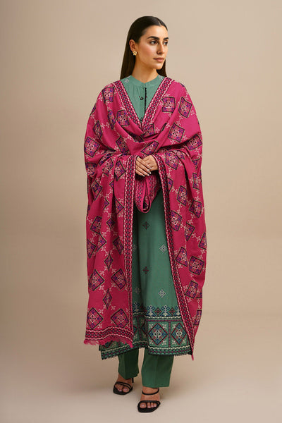 3 Piece - Embroidered Viscose Karandi Suit - E1844 - Shop Now at Kayseria