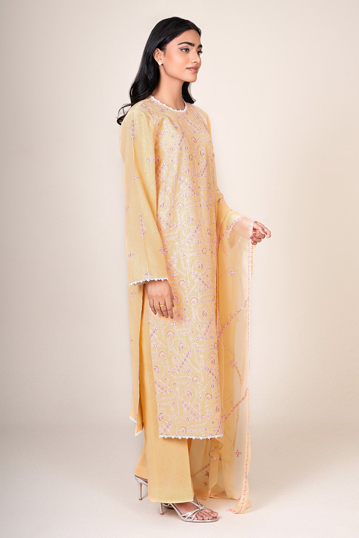 3 Piece - Embroidered Cotton Karandi Suit - E1851 - Shop Now at Kayseria