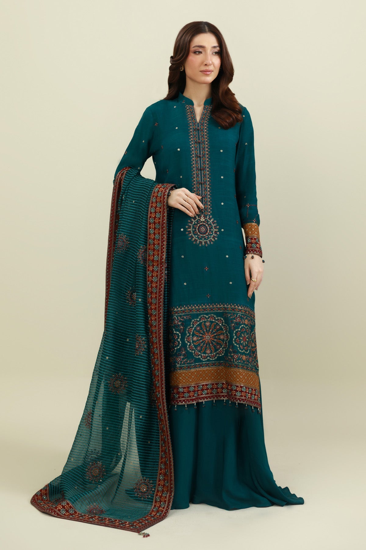 3 Piece - Embroidered Suit - E1855 - Shop Now at Kayseria