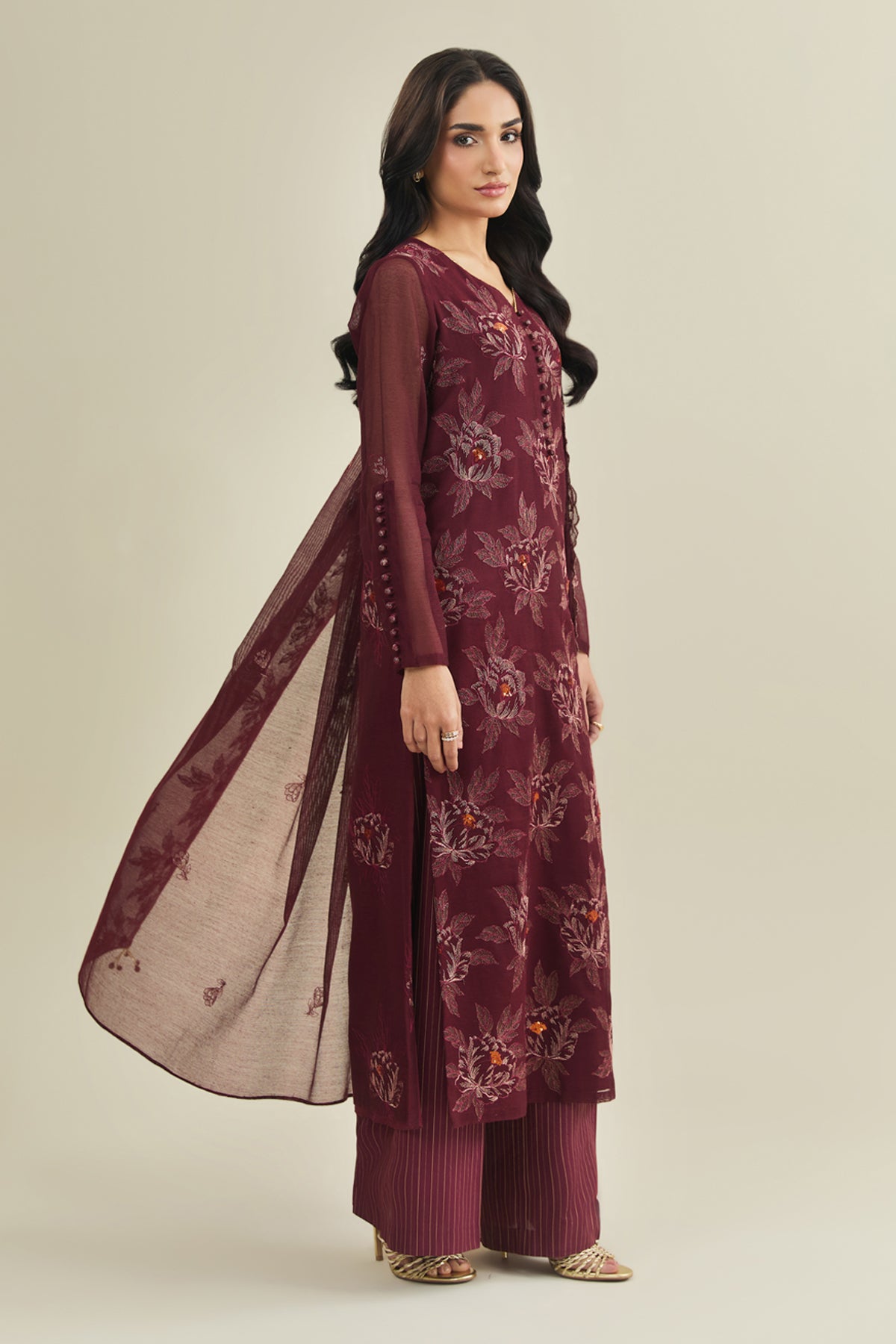 3 Piece - Embroidered Khaadi Net Suit - E1866 - Shop Now at Kayseria