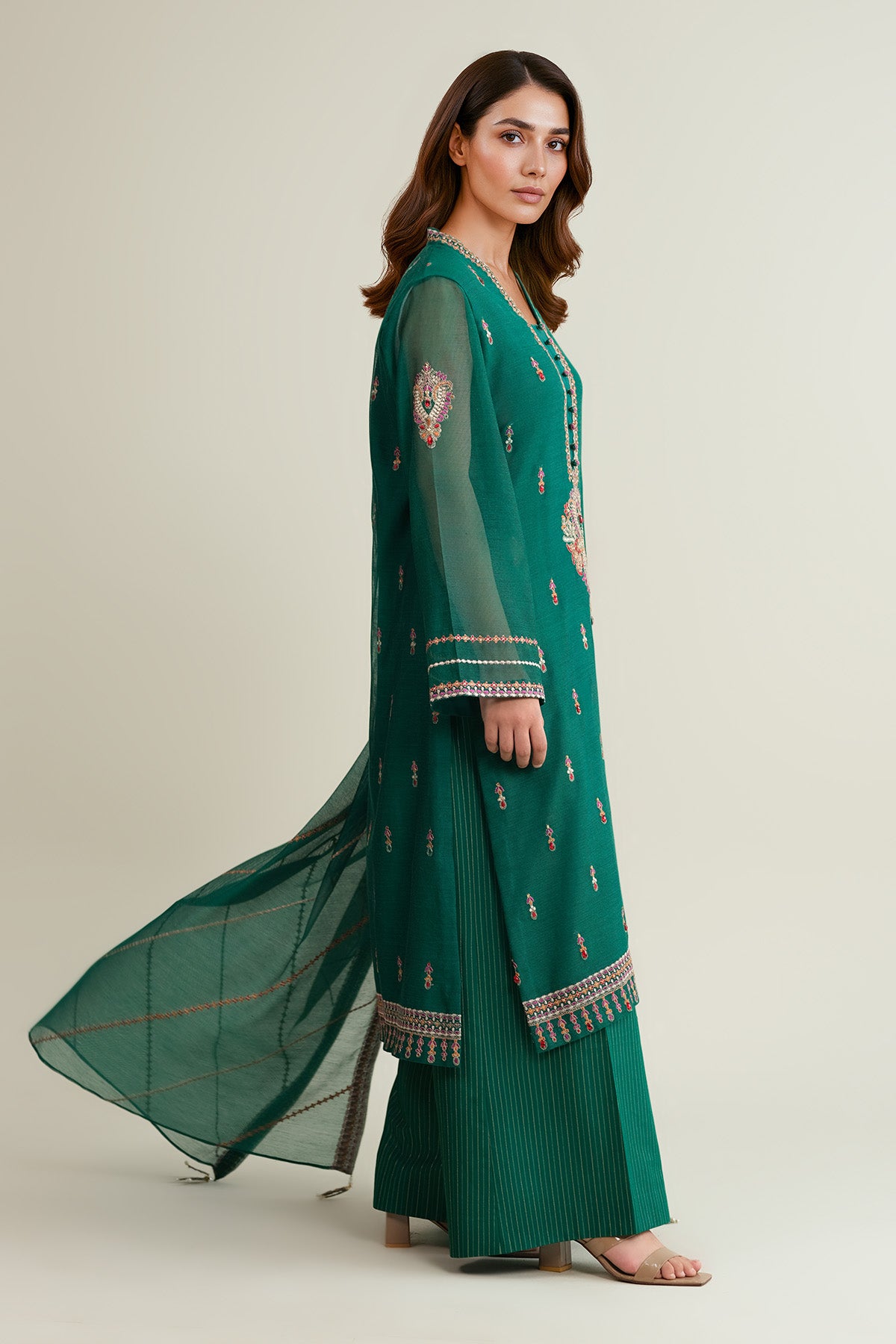 3 Piece - Embroidered Khaadi Net Suit - E1867 - Shop Now at Kayseria