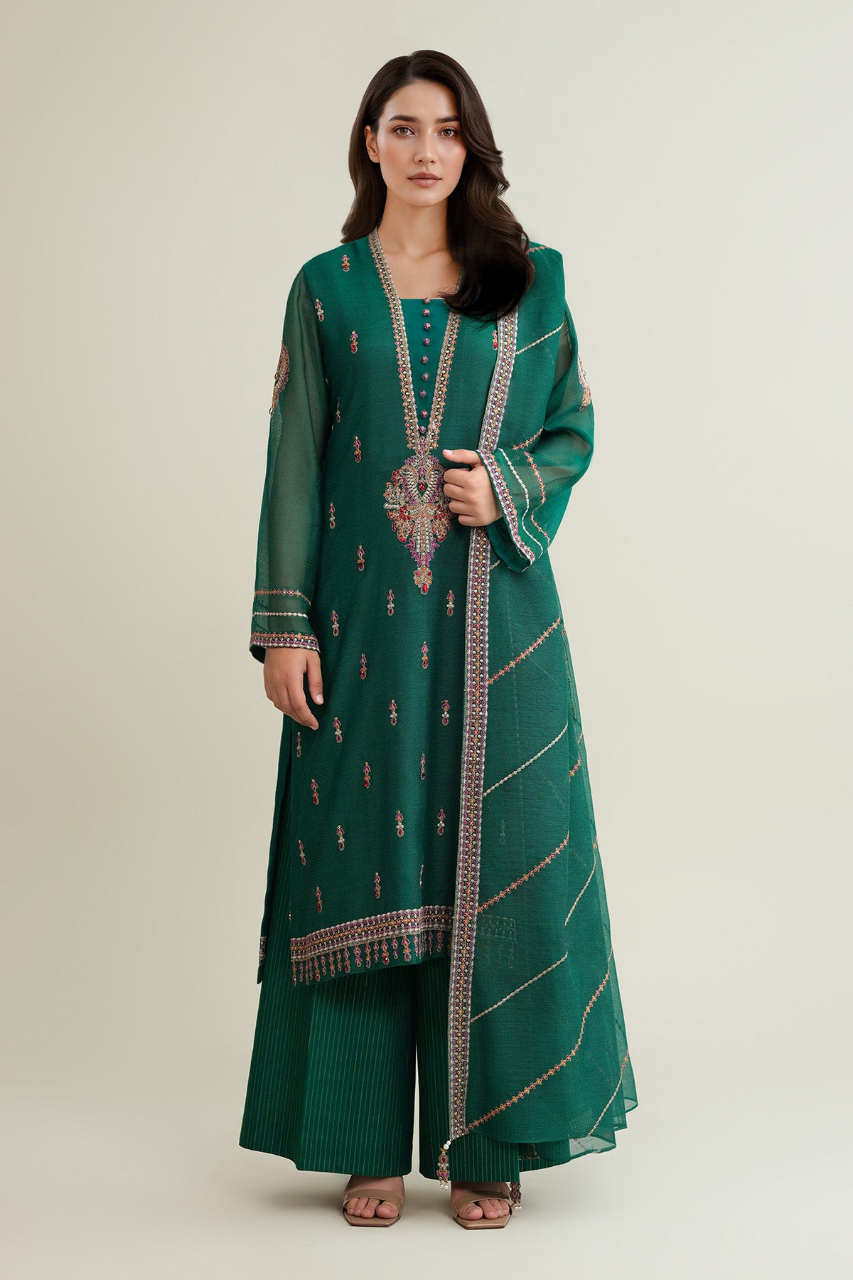 long desi dress Brown A-Line Gown: Elegant Indian Dress main image 0