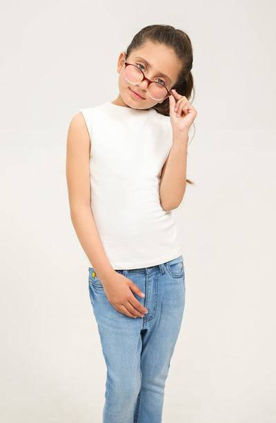 Girl Sleeveless Funnel Neck Shirt - GKT701125 - Shop Now at Leisure Club