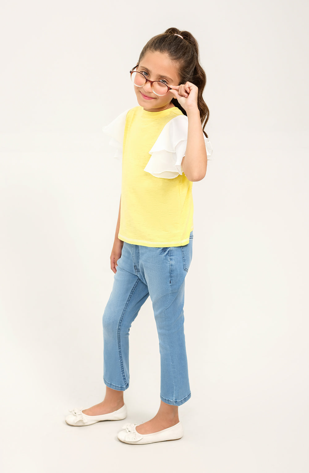 Girl Ruffled Sleeve Top