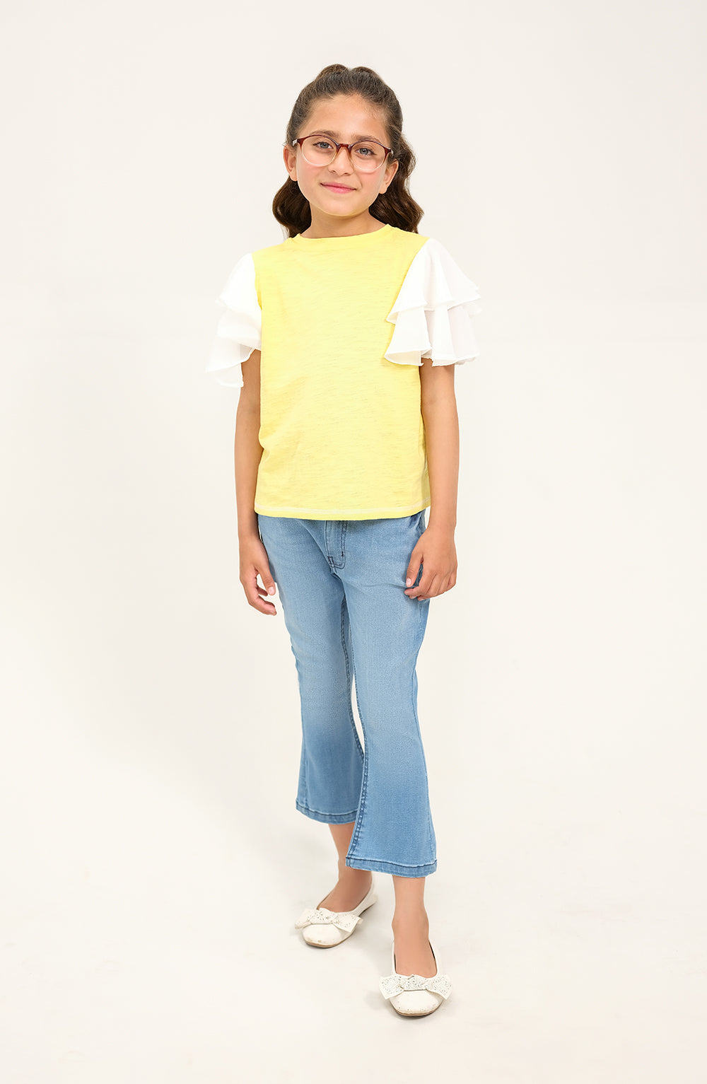 Girl Ruffled Sleeve Top