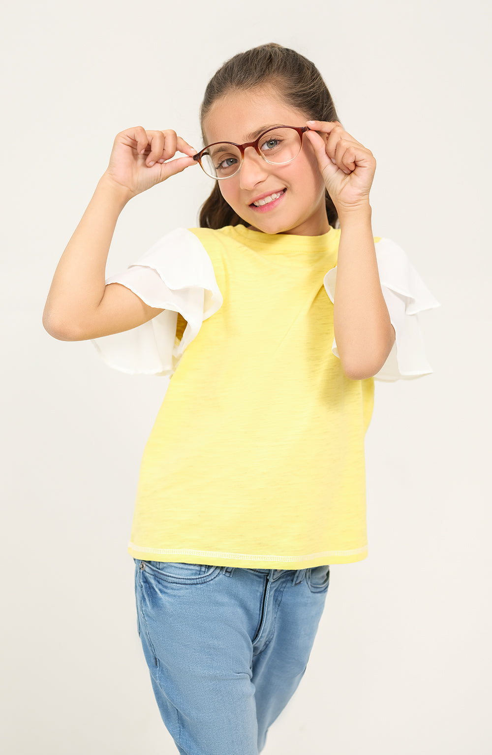 Girl Ruffled Sleeve Top