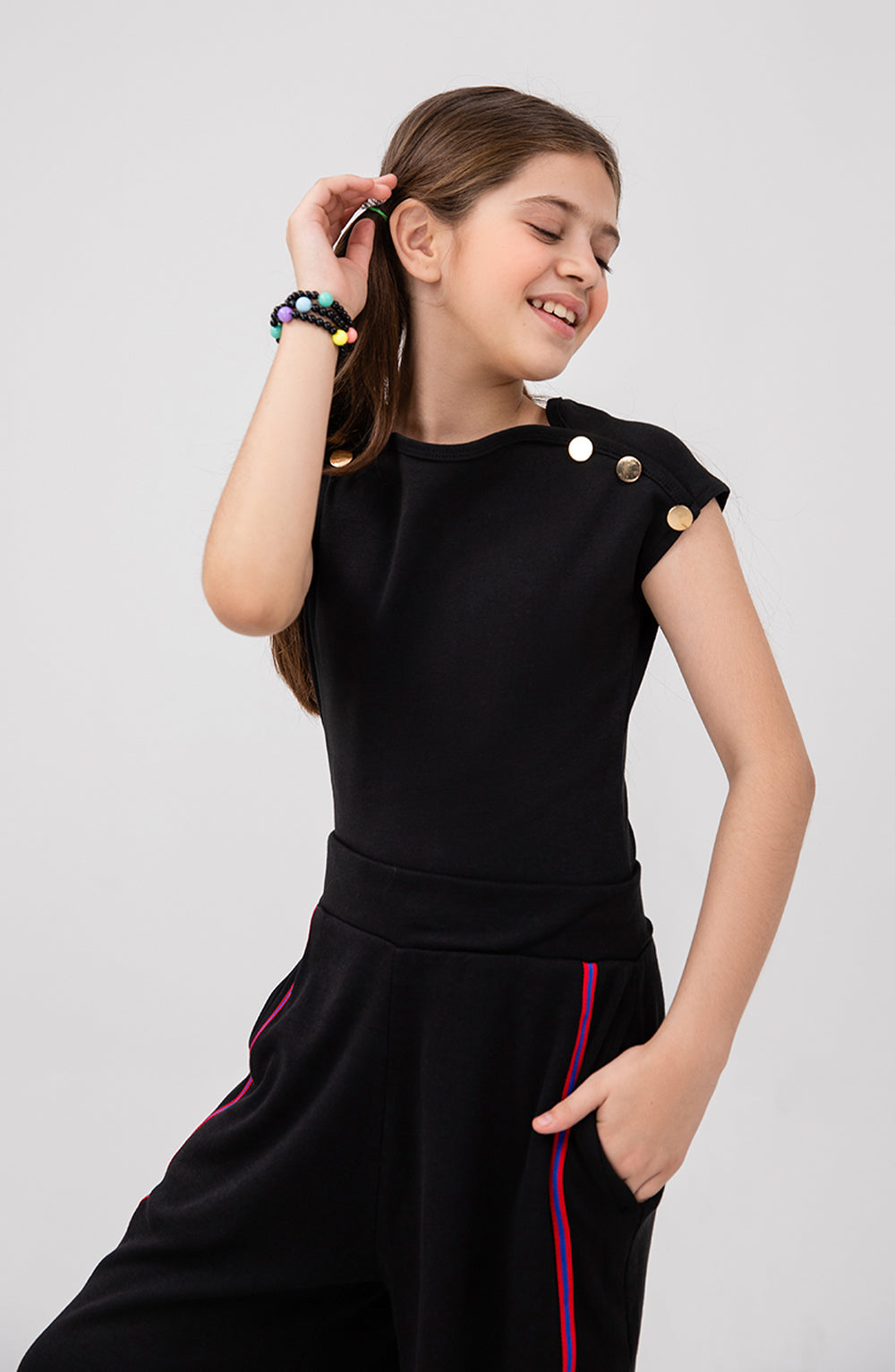 Girl Gold Buttons Bodysuit - GKT715325 - Shop Now at Leisure Club