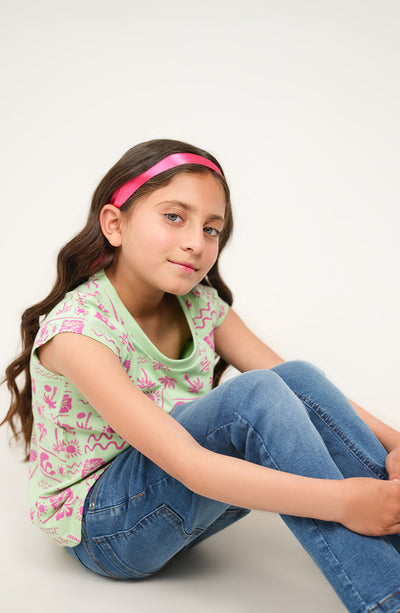 Girl Flared Capped Sleeve Shirt - GKT716125 - Shop Now at Leisure Club