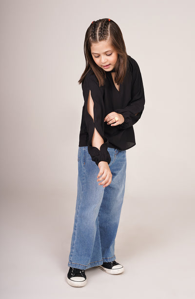 Girls Cut-Out Sleeve Shirt - GWT705125 - Shop Now at Leisure Club