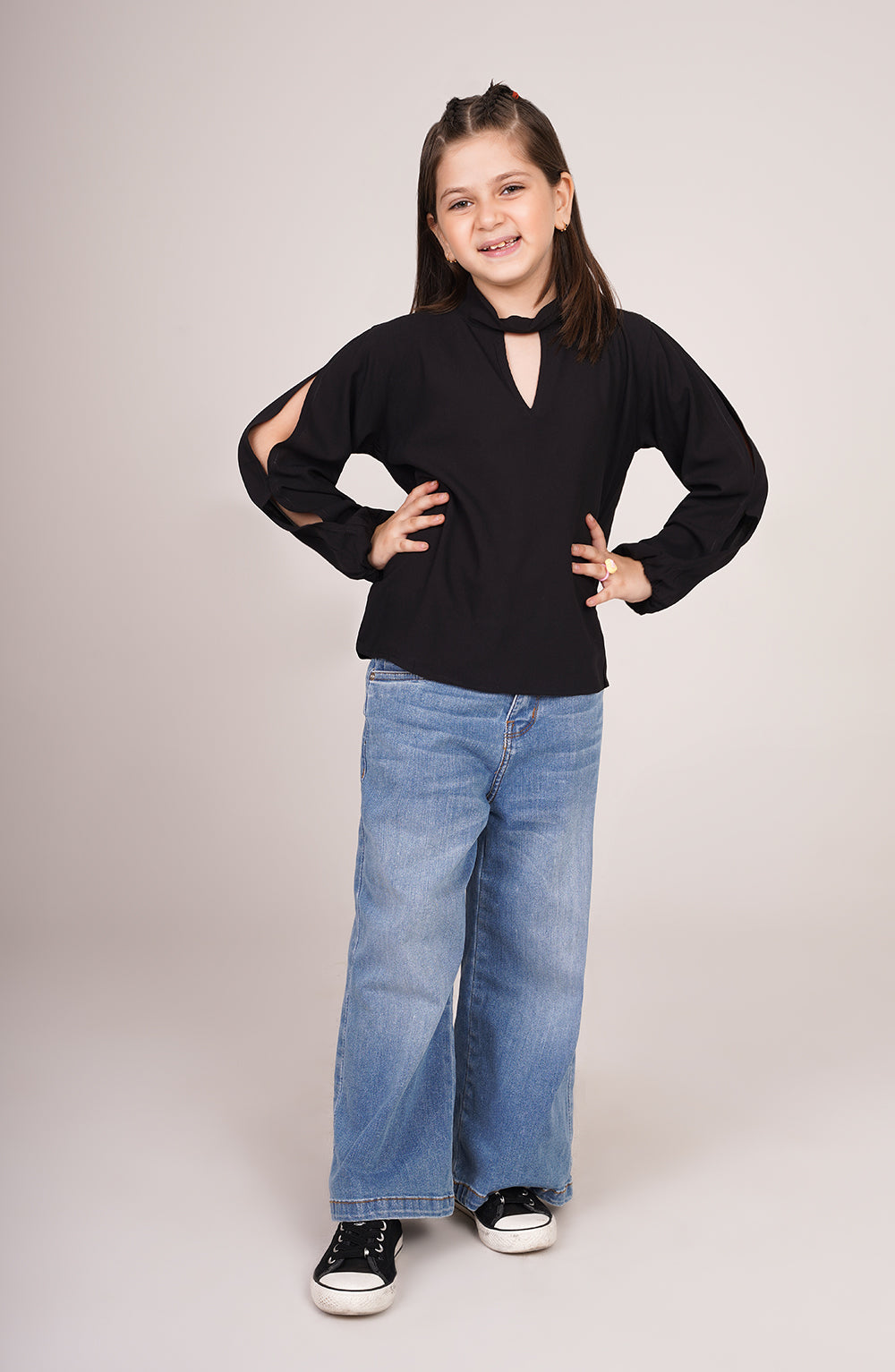 Girls Cut-Out Sleeve Shirt - GWT705125 - Shop Now at Leisure Club