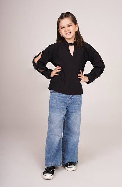 Girls Cut-Out Sleeve Shirt - GWT705125 - Shop Now at Leisure Club