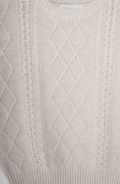 Cable Knit Crew Neck Sweater - BS609424 - Shop Now at Leisure Club