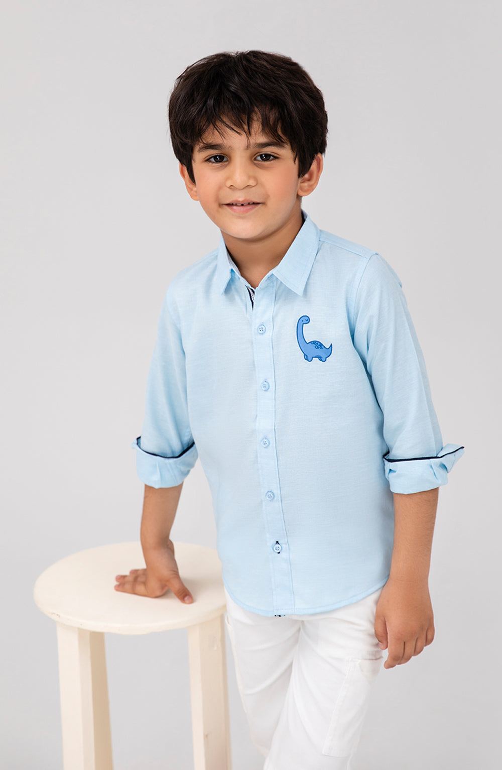 Boys Oxford Dino Shirt
