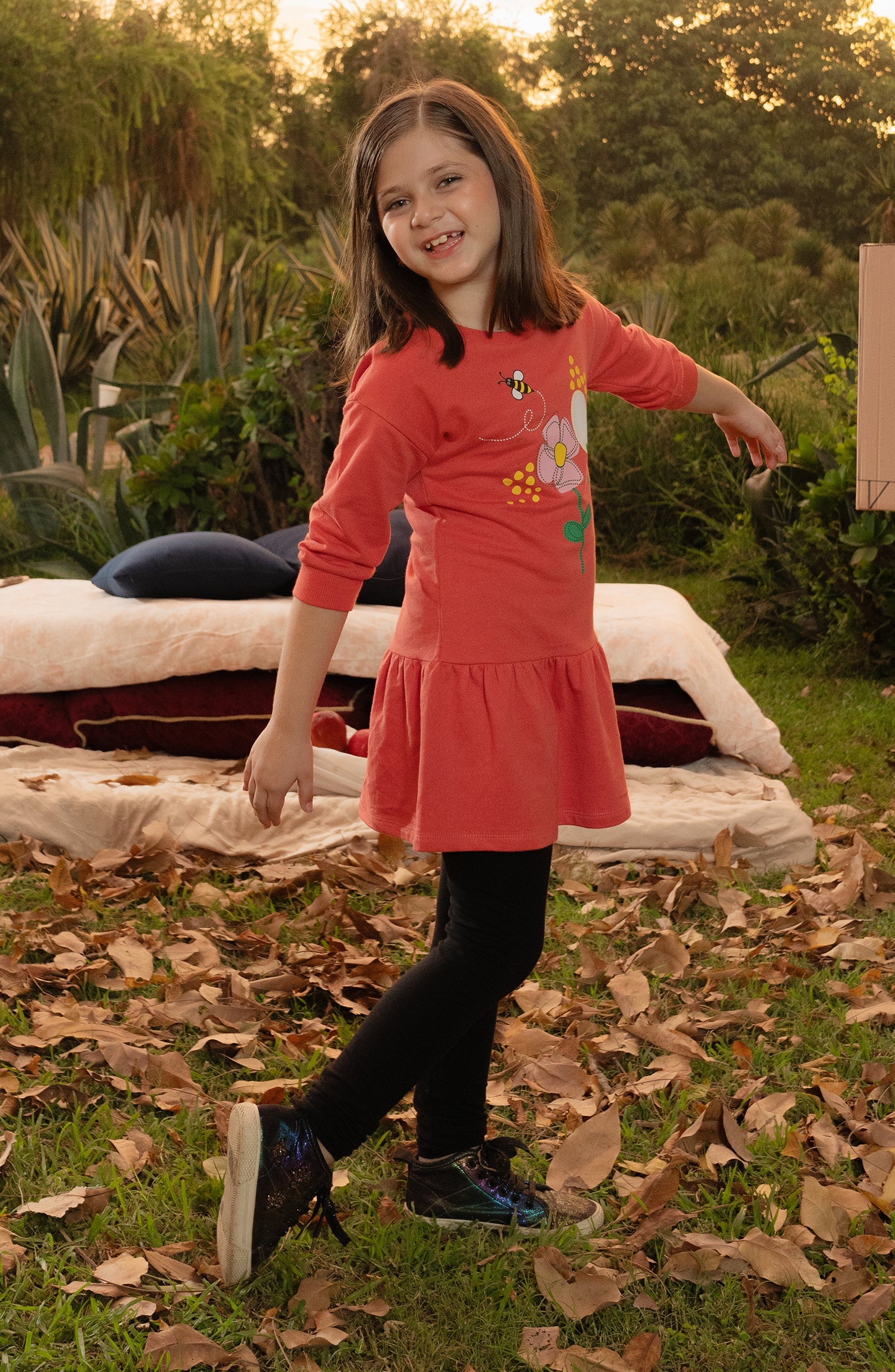 Bee Flower Dress - IGKD605424 - Shop Now at Leisure Club