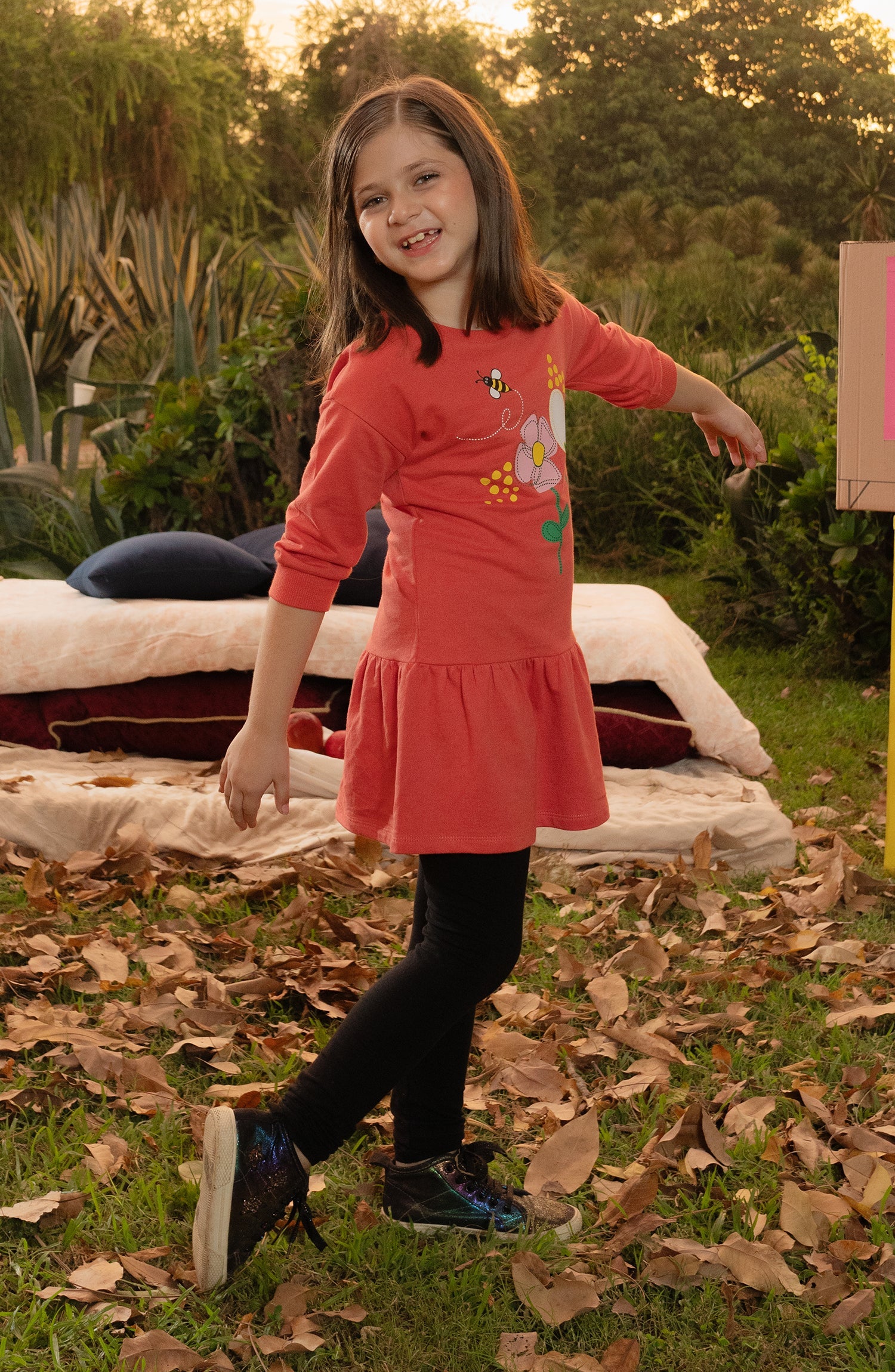 Bee Flower Dress - IGKD605424 - Shop Now at Leisure Club