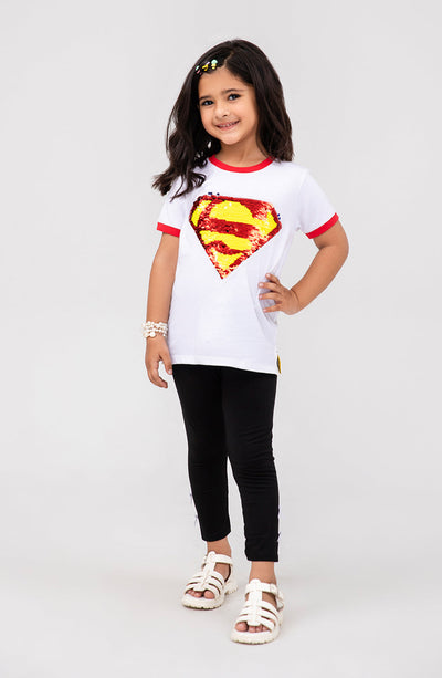 Girls Superman Logo T-shirt - IGKT708325 - Shop Now at Leisure Club