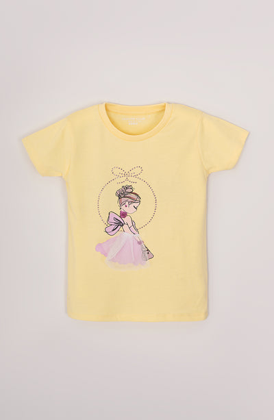 Girls Printed Tee With Denim Short - IGSU710325 - Shop Now at Leisure Club