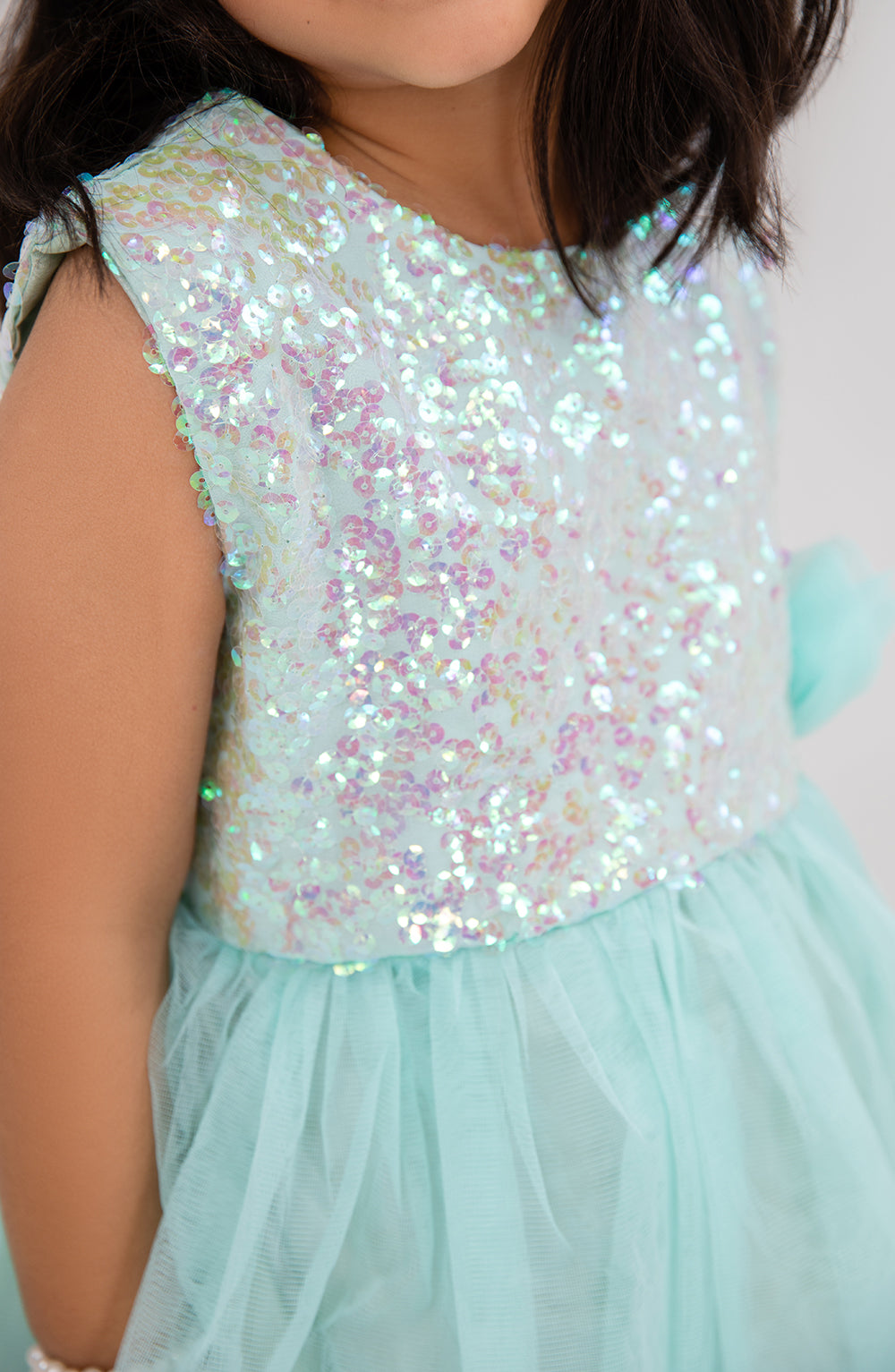 Girls Aqua Party Dress