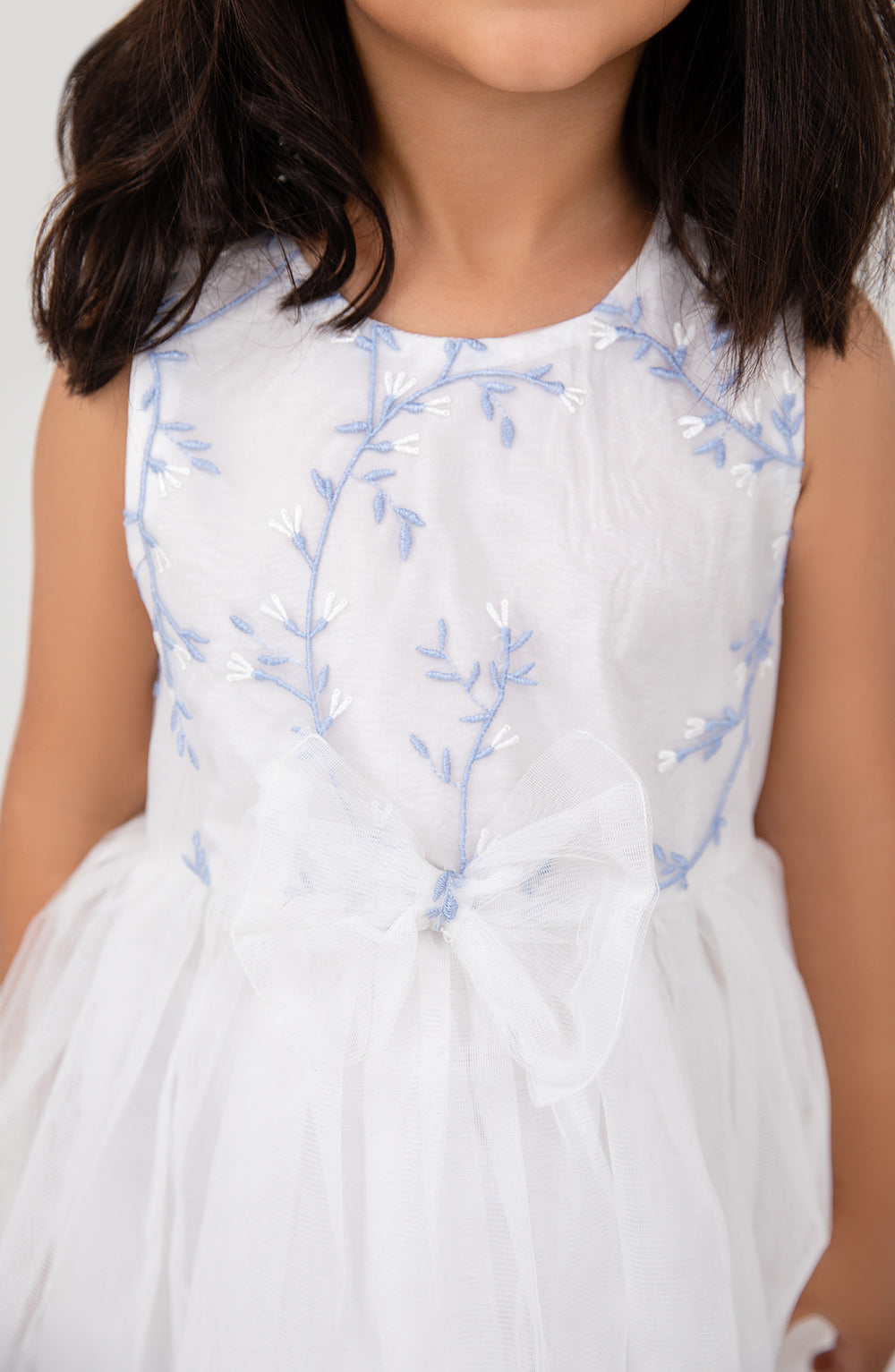 Girls Embroidered White Dress