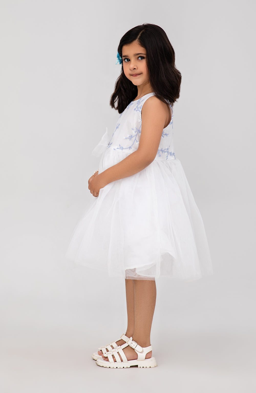 Girls Embroidered White Dress