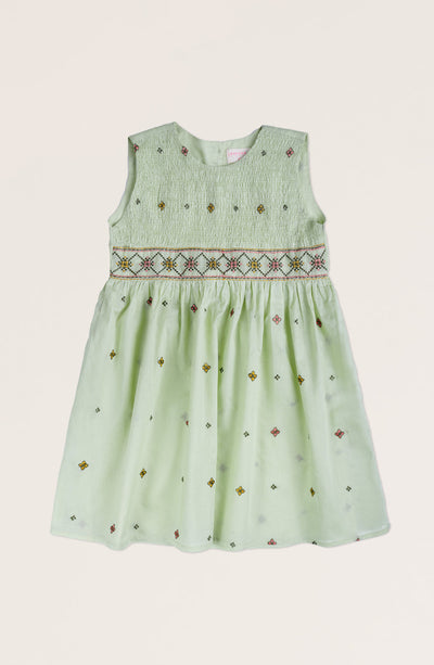 Girls Embroidered Smoked Dress - IGWD711125 - Shop Now at Leisure Club