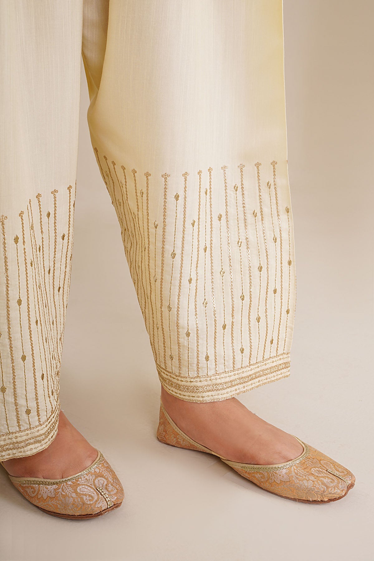 3 Piece - Embroidered & Embellished Raw Silk Suit - KPS25-P3192