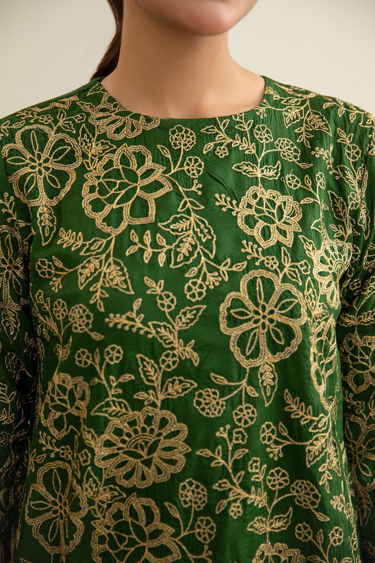 3 Piece - Embroidered Silk Suit - KPS25-P3195 - Shop Now at Kayseria