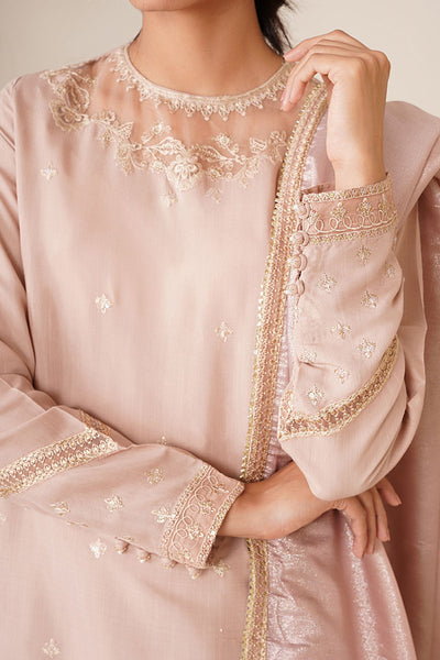 3 Piece - Embroidered Raw Silk Suit - KPS25-P3491 - Shop Now at Kayseria