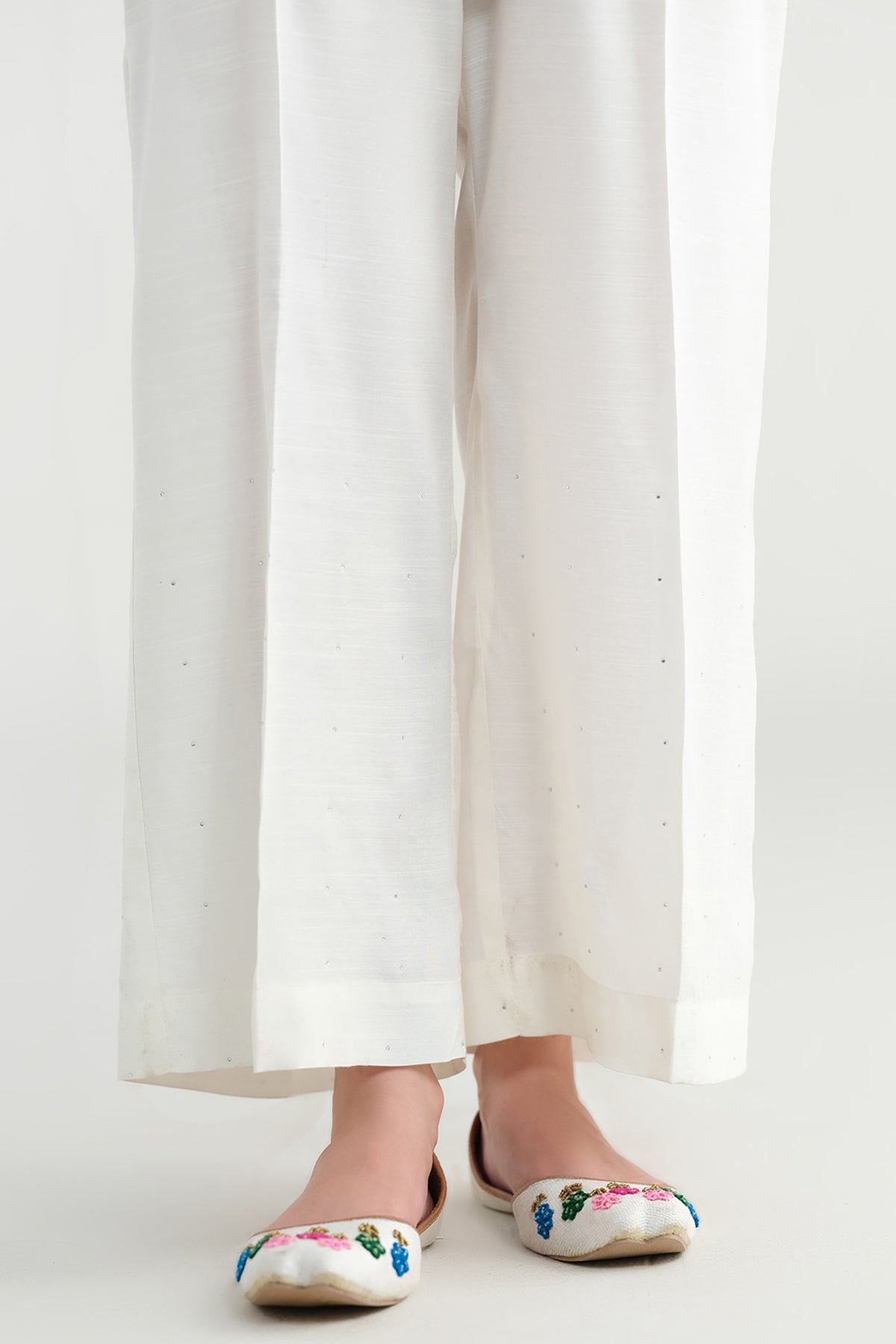 Embellished Raw Silk Trousers - KPS25-P3624 - Shop Now at Kayseria