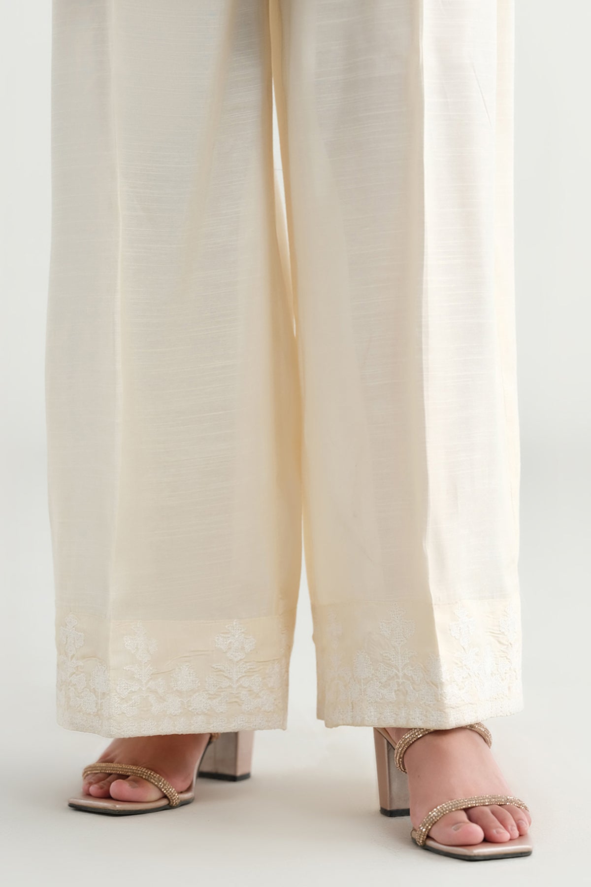 Embroidered Silk Trousers - KPS25-P3633 - Shop Now at Kayseria