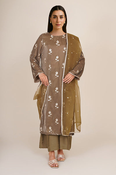 3 Piece - Embroidered Velvet Suit - KPW24-P3143-143 - Shop Now at Kayseria