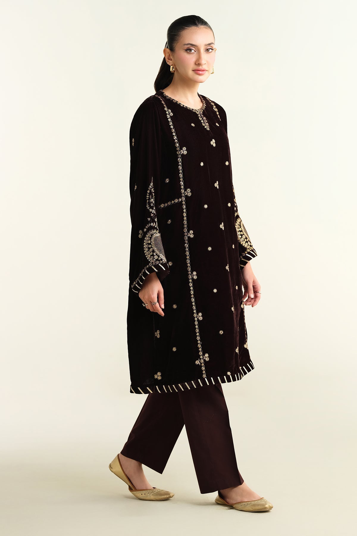 Embroidered Velvet Shirt - KPW24-P3146-146